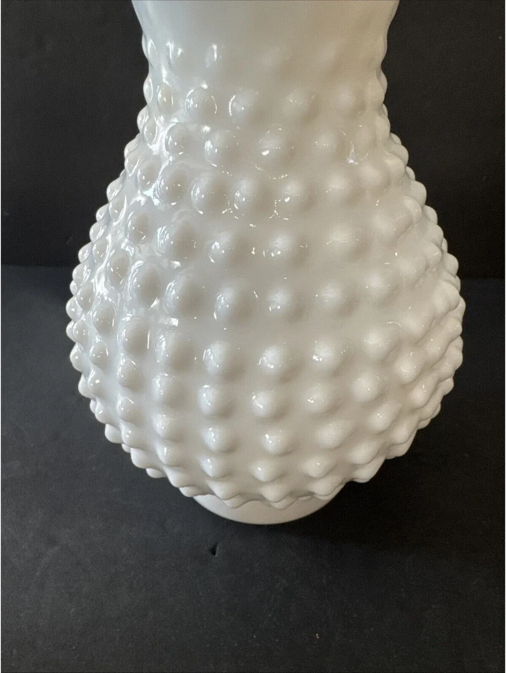 Vintage White Hobnail Opaque Milk Glass Oil Lamp Shade Chimney 7.5” T